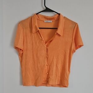 Orange Button-Up Women's Top